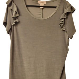 Diana Belle Olive Ruffle Sleeve Top Sz L